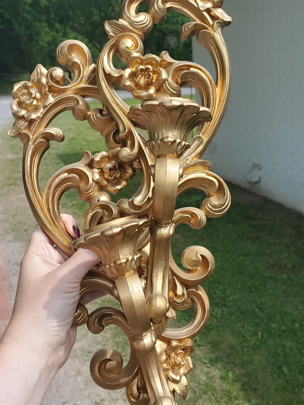 Homco Gold Ornate Wall Hooks Pair - Baroque Floral Design